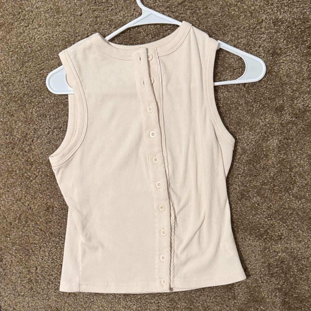 Amazon Cream Button-Back Tank Top